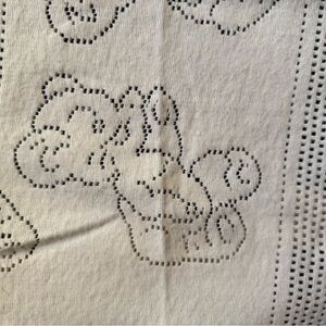 White Knit Blanket with Bear Design….great for baptism.